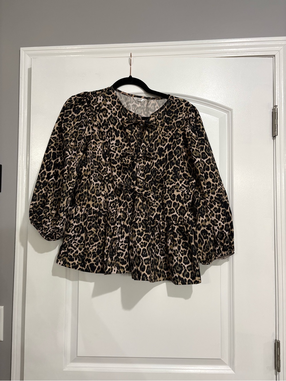 Kaktus Leopard Print Peplum Top - Brown & Black
